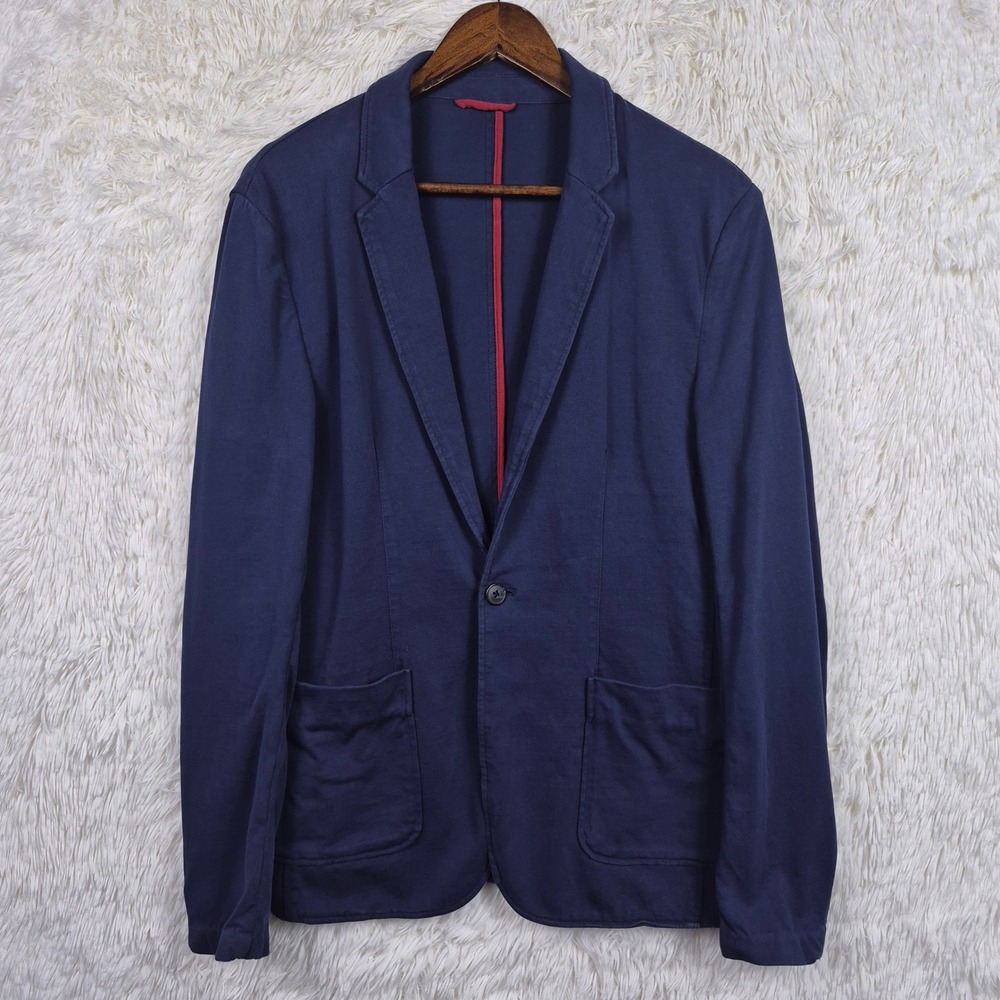 Marine Layer Mens Navy Blue 100% Cotton Knit Blazer Jacket Size 40 Unstructured